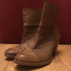 Dark Tan Heeled Ankle Boots
